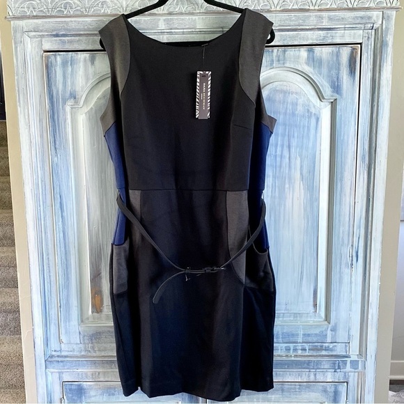 DANA Buchman Woman Black Tie Sleeveless Color Block Dress - Picture 1 of 11